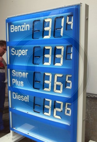 ARAL - Preistafel mit Kraftstoffpreisen ohne den gesetzlichen Steueranteil.