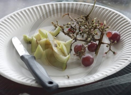 Teller mit Obst und Messer