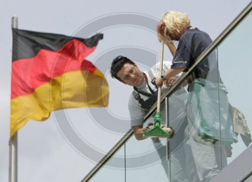 Der Reichstag wird geputzt