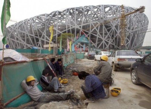 Baustelle des Olympiastadions in Peking