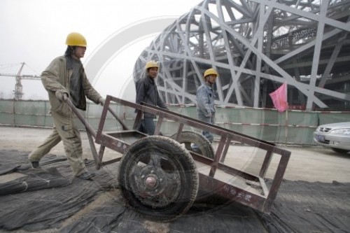 Baustelle des Olympiastadions in Peking