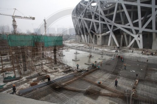 Baustelle des Olympiastadions in Peking