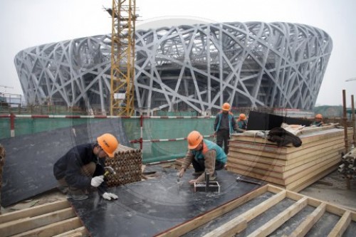 Baustelle des Olympiastadions in Peking