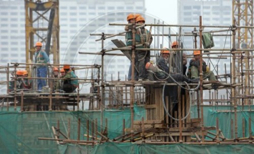 Baustelle des Olympiastadions in Peking