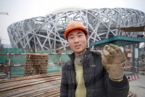 Baustelle des Olympiastadions in Peking