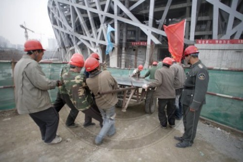 Baustelle des Olympiastadions in Peking