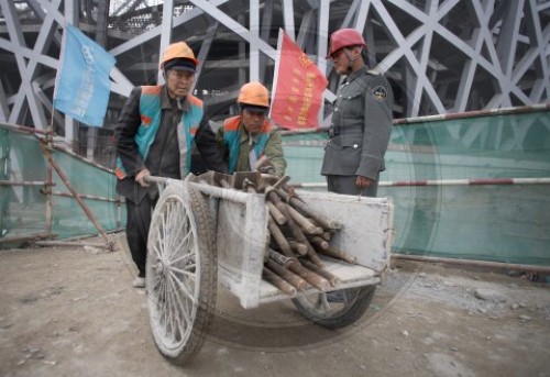 Baustelle des Olympiastadions in Peking