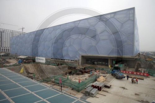 Baustelle des Schwimmstadion in Peking