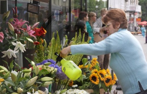 Blumenverkaeuferin in Riga