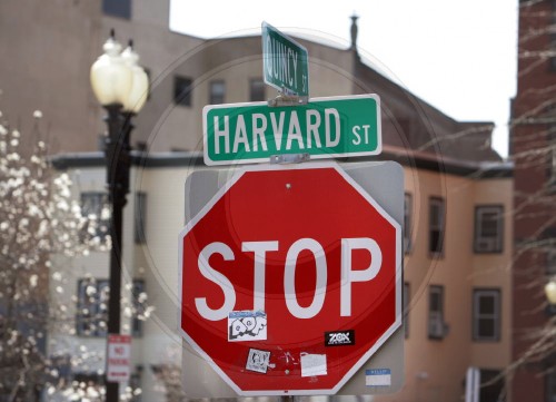 Harvard Street und Stopschild