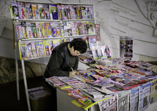 Zeitschriftenkiosk in Kiew