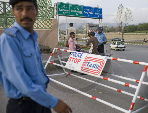 Polizeikontrollposten in Islamabad