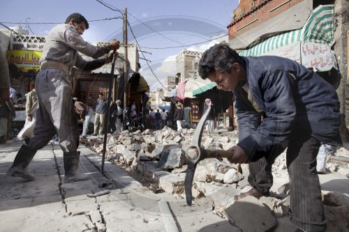 Pflaster Arbeiten in der Altstadt von Sanaa