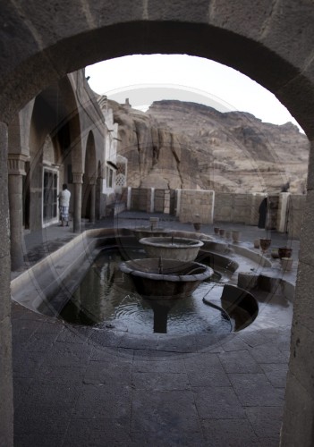 Springbrunnen im Palast des Imam im Wadi Dhar bei Sanaa im Jemen