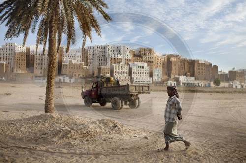 Stadtansicht von Shibam im Wadi Hadramaut, Jemen.