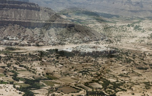 Luftaufnahme von Shibam im Wadi Hadramaut, Jemen.