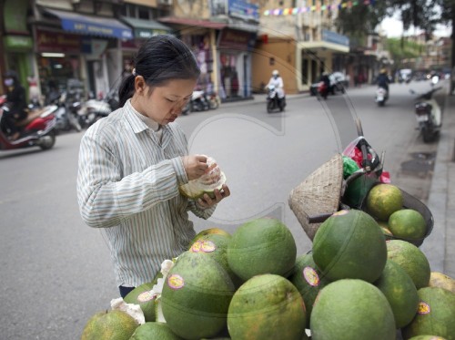 Obstverkaeuferin in Hanoi| Female fruit vendor in Hanoi