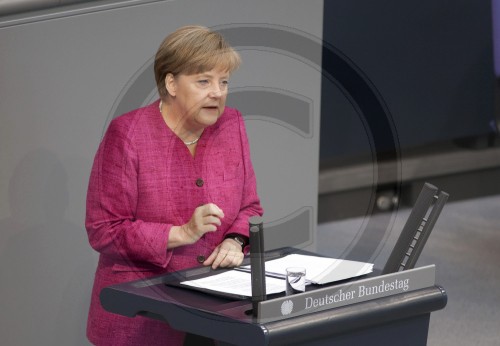 Angela Merkel, CDU, German Federal Chancellor and CDU chairwoman, making a government declaration in front of the German Bundestag. Berlin, 09.06.2011