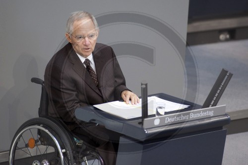 Wolfgang SCHAEUBLE, CDU, Federal Minister of Finance, speaking at the Bundestag. Berlin, 10.06.2011.