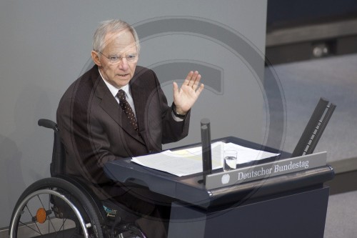 Wolfgang SCHAEUBLE, CDU, Federal Minister of Finance, speaking at the Bundestag. Berlin, 10.06.2011.