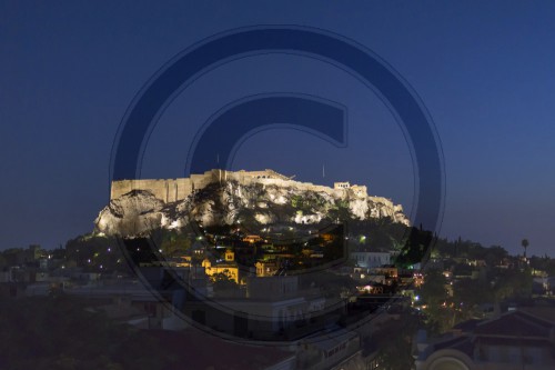 Akropolis bei Nacht