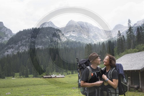 Wanderer auf der Wasseralm im Berchtesgadener Land