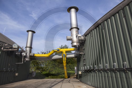 Biogasanlage, die mit Lebensmittelresten Nahwaerme produziert
