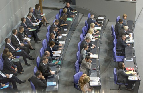 Regierungsbank im Bundestag