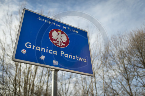 Polnisches Grenzschild bei Zgorzelec