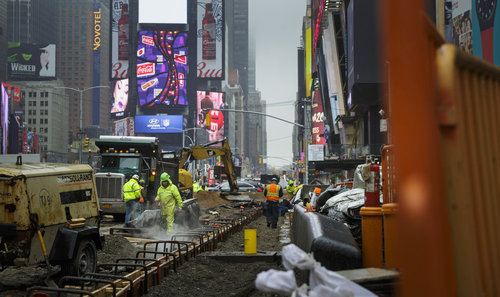 Baustelle auf dem Times Square in New York