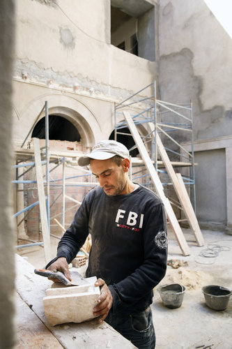 Arbeiter auf einer Baustelle in Tunis