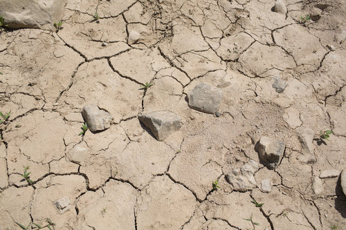 Trockener Boden auf dem Hedan Brunnenfeld in Jordanien