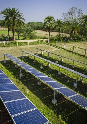 Solaranlagen an einem Feld in Bangladesch