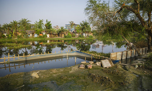 Bau einer Uferbefestigung in Bangladesch