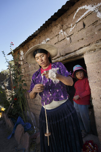 Dorfbewohner in den Anden von Bolivien