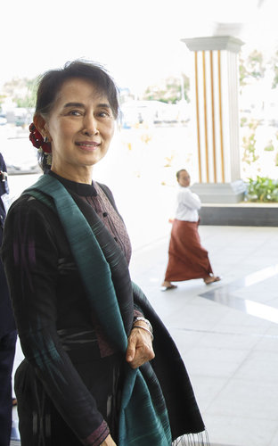 Friedensnobelpreistraegerin und Aussenministerin Aung San Suu Kyi