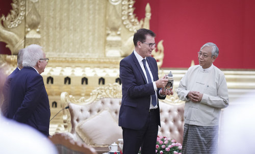 Bundesentwicklungsminister Gerd Mueller, CSU, trifft  Staatspraesident Htin Kyaw