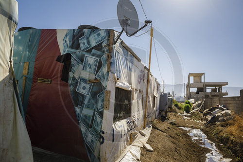 Unterkunft in einem Fluechtlingscamp in der Bekaa-Ebene