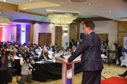 Bundesentwicklungsminister Gerd Mueller, CSU, spricht auf der GABS, German-African-Business-SummIt,  in Kenia