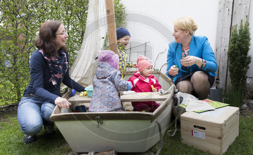 Bundesfamilienministerin Franziska Giffey, SPD, besucht Kindertagespflege in Herne