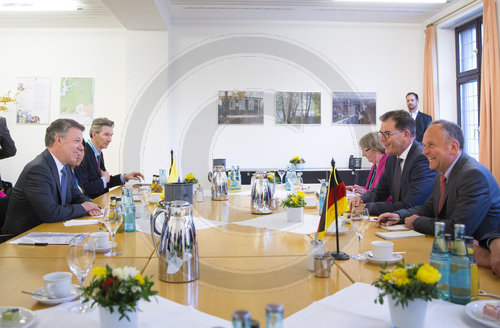 Bundesentwicklungsminister Gerd Mueller, CSU, trifft S.E. Juan Manuel Santos, Staatspraesident der Republik Kolumbien und Friedensnobelpreistraeger