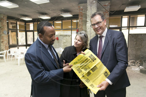 Bundesentwicklungsminister Gerd Mueller, CSU, und Abiy Ahmed, Premierminister von Aethiopien