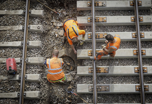 Gleisbauarbeiten bei der Berliner S-Bahn