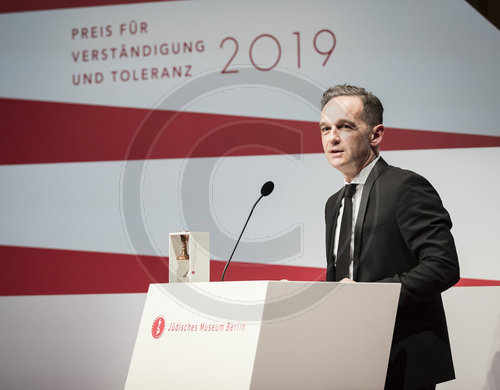 BM Maas erhaelt Preis fuer Verstaendigung und Toleranz