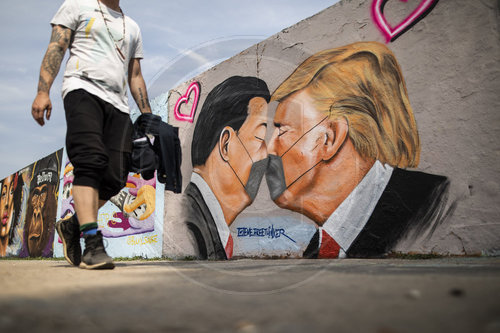 Graffiti mit Trump und Xi