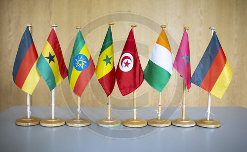 Flags of the African partner countries of Germany.