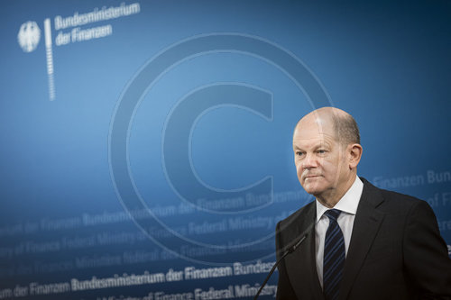 Bundesfinanzminister Scholz gibt Doorstep-Statement vor Sitzung der Eurogruppe