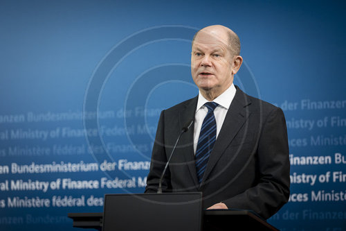 Bundesfinanzminister Scholz gibt Doorstep-Statement vor Sitzung der Eurogruppe