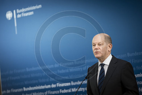 Bundesfinanzminister Scholz gibt Doorstep-Statement vor Sitzung der Eurogruppe