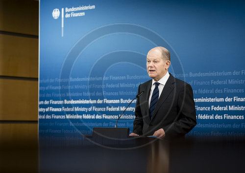 Bundesfinanzminister Scholz gibt Doorstep-Statement vor Sitzung der Eurogruppe